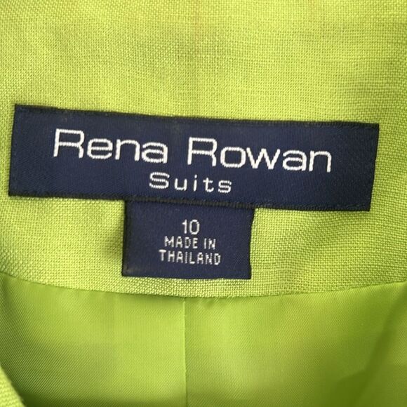 Rena Rowan 2 Piece Skirt Suit Floral Skirt Solid Jacket Lime Green Size 10 - Picture 3 of 16